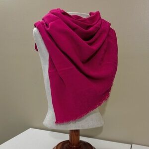 Calvin Klein Fuchsia/Pink Shawl Wrap Scarf Pashmina 60"x 26" Tonal Logo Pattern